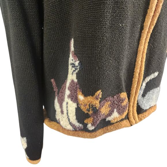 Y2K Christopher & Banks Cat Lady Zip-Up Cardigan Sweater Women's Medium - Picture 3 of 7